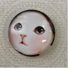 25mm Art Glass Backed Cabochons - Cat Face 3