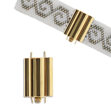 14x18mm Beadsmith Beadslide Smooth Plain Clasp - Gold Plated - each 14x18mm Beadsmith Beadslide Smooth Plain Clasp - Gold Plated - each