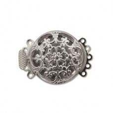 22mm Silver Plated 5-Strand Push-Pull Clasps - Pack of 2