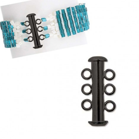 21mm Beadsmith 3-Strand Black Oxide Plated Slide Clasp - Each