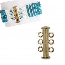 21mm Beadsmith 3-Strand Gold Plated Multi-Strand Slide Clasp - Each