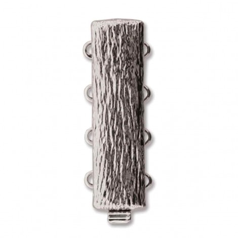 26x7mm Elegant Elements Euro Textured Multi-Strand 4 Hole Clasp - Silver Plated - Each 26x7mm Elegant Elements Euro Textured Multi-Strand 4 Hole Clasp - Silver Plated - Each