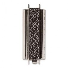 10x29mm Ant Silver Beadslide Cross Hatch Clasp - Each