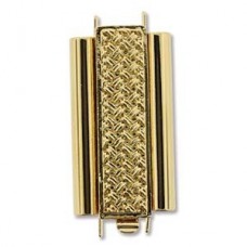 10x24mm Gold Plated Beadslide Cross Hatch Clasp