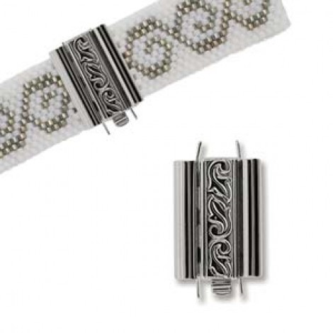 10x18mm Silver Colour German Beadslide Swirl Design Clasp