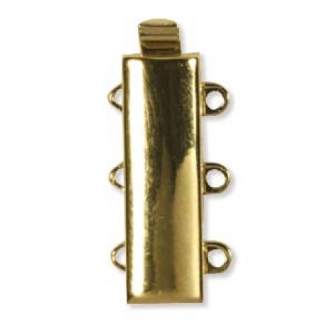 10x19mm 3-strand Gold Plated Rectangular Clasp