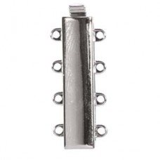 10x25mm 4-strand Silver Plated Rectangular Clasp