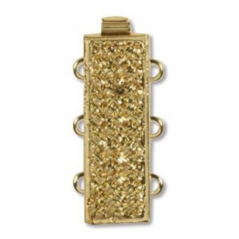 10x19mm 3-strand Fancy Gold Plated Rectangular Clasp