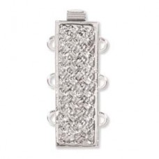10x19mm 3-strand Fancy Silver Plated Rectangular Clasp