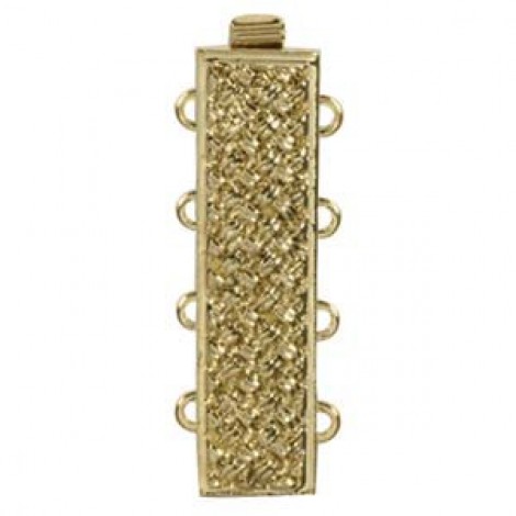 10x25mm 4-strand Fancy Gold Plated Rectangular Clasp