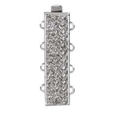 10x25mm 4-strand Fancy Silver Plated Rectangular Clasp