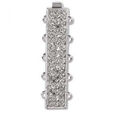 10x30mm 5-strand Fancy Silver Plated Rectangular Clasp