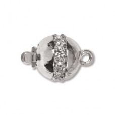 11mm Rhodium Silver Ball Clasp with 12 Crystals