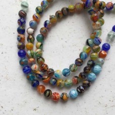 6mm Mixed Colour Round Millefiori Beads
