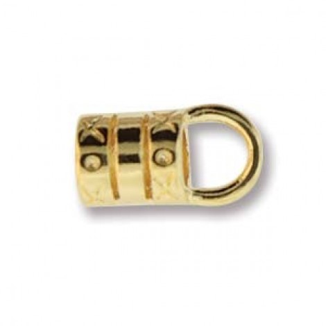 15x7.5mm (5mmID) Gold Plated Cord End Crimp w-Loop - Pack of 2
