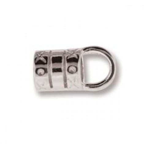 15x7.5mm(5mmID) Silver Plated Cord End Crimp w-Loop - Pack of 2
