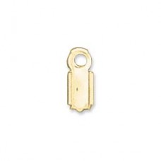 2mm Fold-Over Cord End Crimps w/Loop - Gold Plated