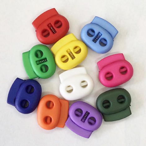 20x20x5mm Plastic Cord Lock Toggle Clips  - Assorted Colours - Pack of 10