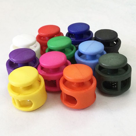 17x15mm Plastic Cord Lock Toggle Clips  - Pack of 10 Mixed Colour