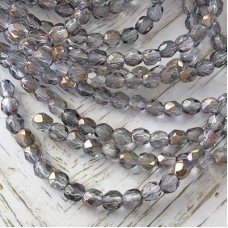 4mm Czech Firepolish Beads - Crystal Copper Luster - Pack of 50