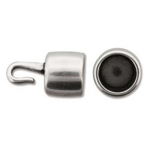 22x14mm (10mm ID) Ant Silver Large Cord End Cap w/Loop - Each