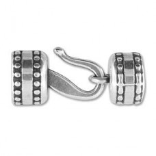 13x8mm (10mm ID) Ant Silver Greek Round Hook & Eye Clasp - Per Set