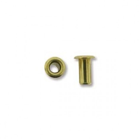 3/32x1/5in (2.4x5mm) Brass Plated Eyelets - Pk 48