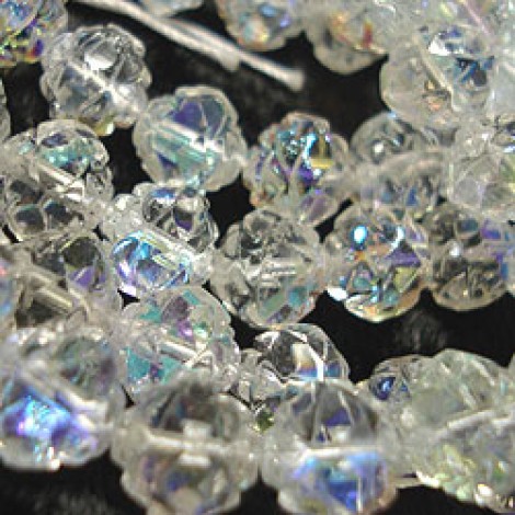 8mm Czech Rosebud Beads - Crystal AB - Pack of 10