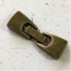 40x13mm (ID-10x2mm) Antique Bronze Plated 10x2mm Flat Leather Snap Clasp - Per Set