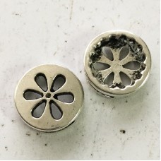 16mm (ID10x2mm) Ant Silver Daisy Slider for Flat Leather