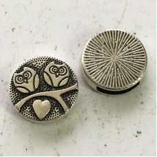 16mm (ID10x2mm) Ant Silver Owl Slider for Flat Leather - Each