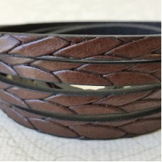 5x2mm Vegan Friendly PU Flat Braided Bolo Design Faux Leather - Deep Brown - 1.1m Strip