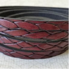 5x2mm Vegan Friendly PU Flat Braided Bolo Design Faux Leather - Dark Red - 1 metre length