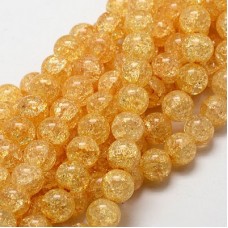 12mm Glass Crackle Beads - Goldenrod