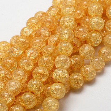 12mm Glass Crackle Beads - Goldenrod