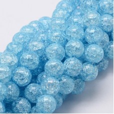 12mm Glass Crackle Beads - Sky Blue