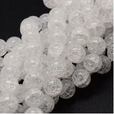 12mm Glass Crackle Beads - White