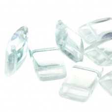 9x17mm Czech Glass 2-Hole Carrier Beads - Crystal Clear - Per 15 beads