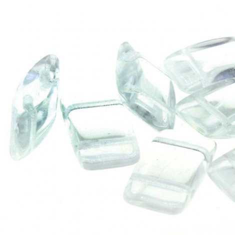 9x17mm Czech Glass 2-Hole Carrier Beads - Crystal Clear - Per 15 beads 9x17mm Czech Glass 2-Hole Carrier Beads - Crystal Clear - Per 15 beads
