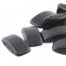 9x17mm Czech Glass 2-Hole Carrier Beads - Jet - Per 15 beads
