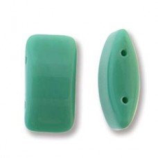 9x17mm Czech Glass 2-Hole Carrier Beads - Turquoise Green