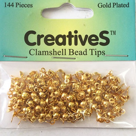 Creative-S Gold Plated Clamshell Bead Tips - Pack of 144pc