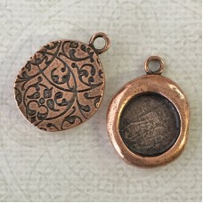 25.7x18.8mm (13.9mm ID) Nunn Design Crest Seal Bezel Pendant - Antique Copper - Each