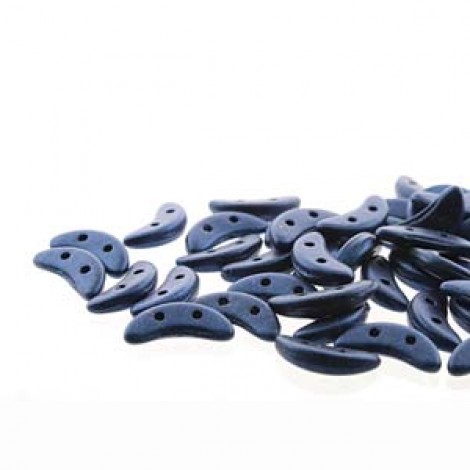 4.5x10mm Czechmates Crescent 2-Hole Beads - Metallic Suede Blue