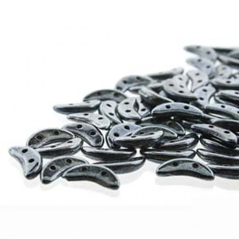 4.5x10mm Czechmates Crescent 2-Hole Beads - Hematite - 10gm