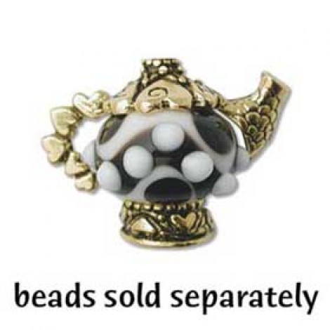 Love Hearts Teapot Bead Critter - Gold