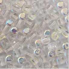 4mm Crystal AB Czech Glass Cubes - Pack of 50