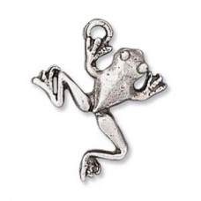 25mm Antique Silver Plated Pewter Frog Charm - Pack of 2