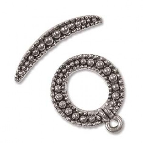 16mm Granulated Antique Silver Toggle Clasp Set