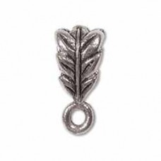 14mm Antique Silver Pewter Bail - Curled Leaf